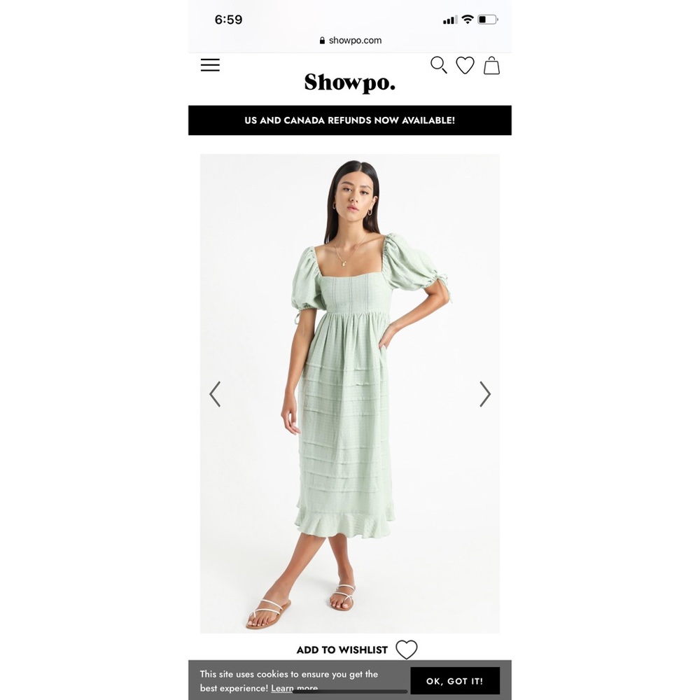 Showpo ELECTRA DRESS IN SAGE NWT